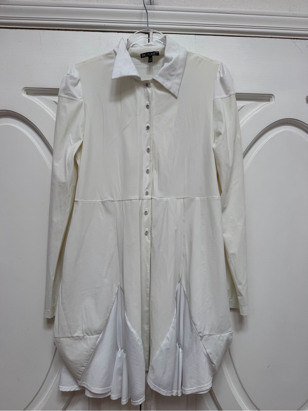 MC Planet 12 White Long Button-Up Dress Top Jacket lagenlook